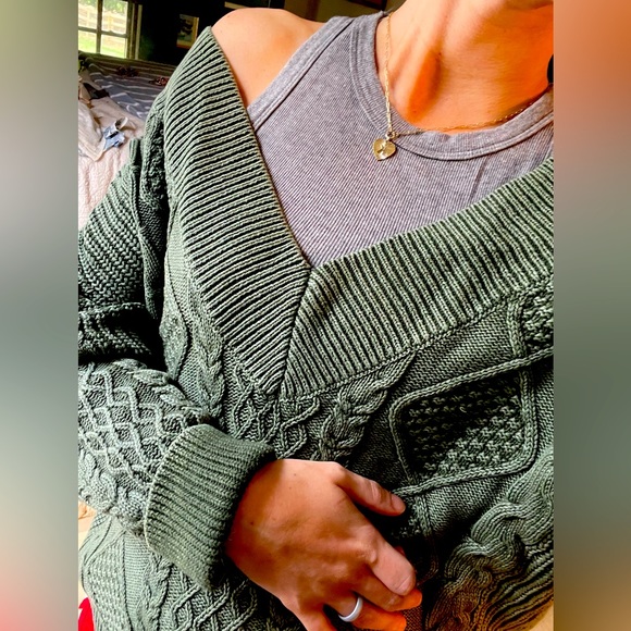 aerie Sweaters - Aerie oversized cable knit v neck sweater.